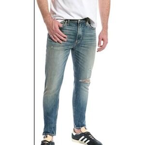 Hudson Los Angeles Mens Jeans Size 36x31 Blue Distressed Slim Fit Denim